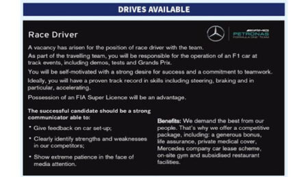 Formula 1 Driver Wanted