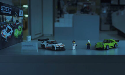 Lego Porsches Race Each Other Through the Museum